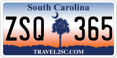 SC license plate ZSQ365