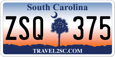 SC license plate ZSQ375