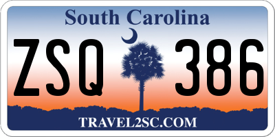 SC license plate ZSQ386