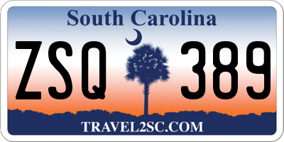 SC license plate ZSQ389