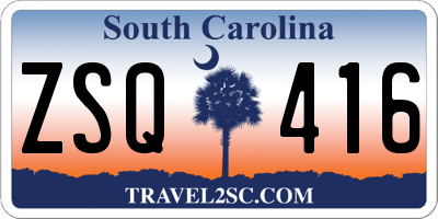 SC license plate ZSQ416