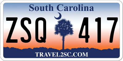 SC license plate ZSQ417
