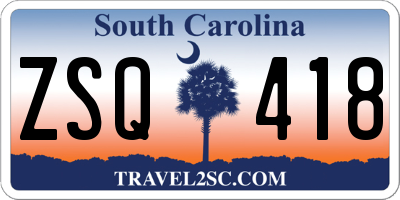 SC license plate ZSQ418