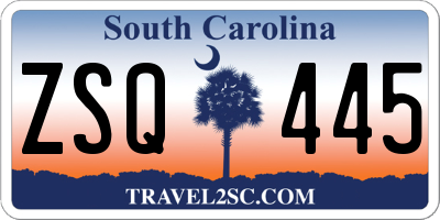 SC license plate ZSQ445