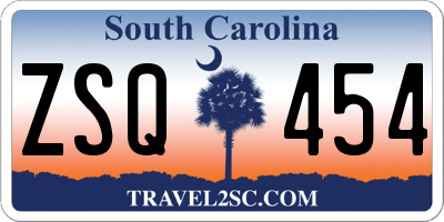 SC license plate ZSQ454