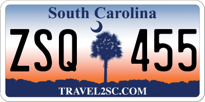 SC license plate ZSQ455