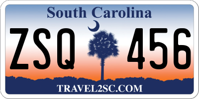 SC license plate ZSQ456