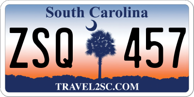 SC license plate ZSQ457