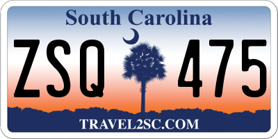 SC license plate ZSQ475