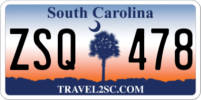 SC license plate ZSQ478