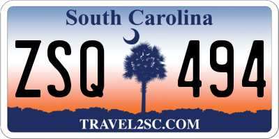 SC license plate ZSQ494