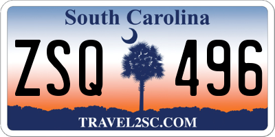 SC license plate ZSQ496