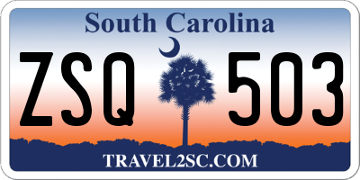 SC license plate ZSQ503