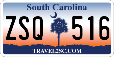SC license plate ZSQ516