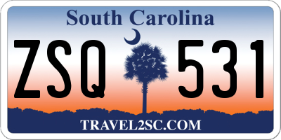 SC license plate ZSQ531