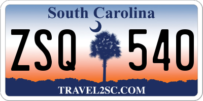 SC license plate ZSQ540