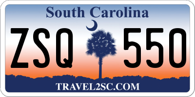 SC license plate ZSQ550