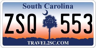 SC license plate ZSQ553