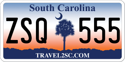 SC license plate ZSQ555