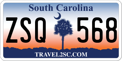 SC license plate ZSQ568