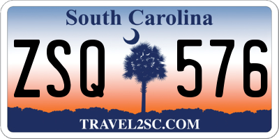 SC license plate ZSQ576