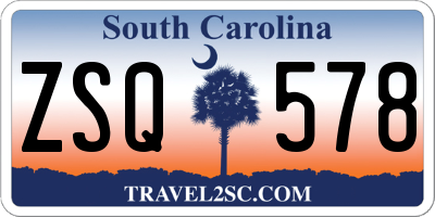 SC license plate ZSQ578