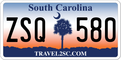 SC license plate ZSQ580