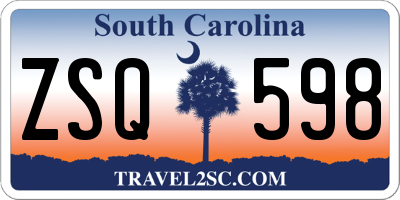 SC license plate ZSQ598