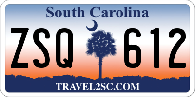 SC license plate ZSQ612