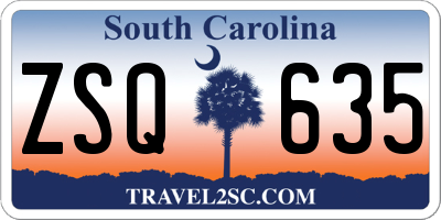 SC license plate ZSQ635