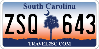 SC license plate ZSQ643