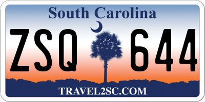 SC license plate ZSQ644
