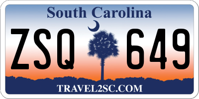 SC license plate ZSQ649
