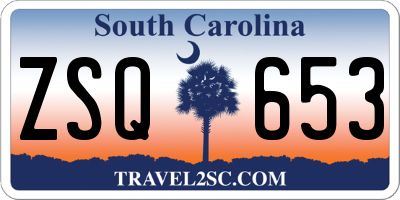 SC license plate ZSQ653