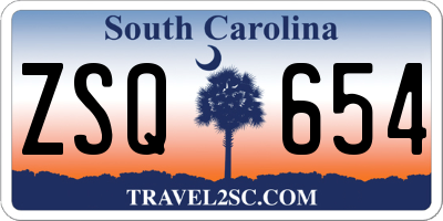 SC license plate ZSQ654