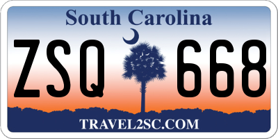 SC license plate ZSQ668