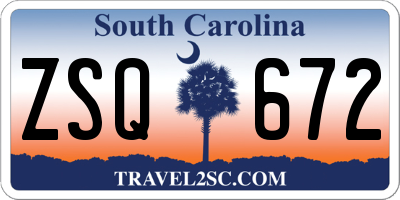 SC license plate ZSQ672
