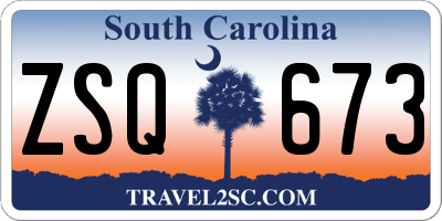 SC license plate ZSQ673