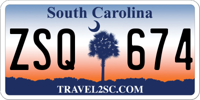 SC license plate ZSQ674
