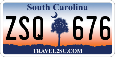 SC license plate ZSQ676
