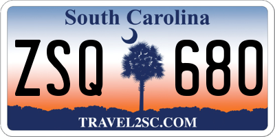 SC license plate ZSQ680