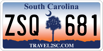 SC license plate ZSQ681
