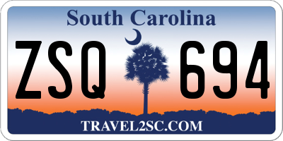 SC license plate ZSQ694