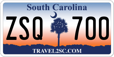 SC license plate ZSQ700