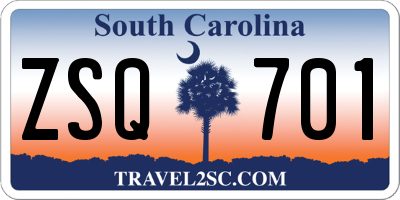 SC license plate ZSQ701
