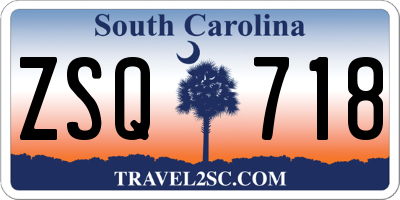 SC license plate ZSQ718