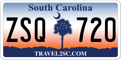 SC license plate ZSQ720