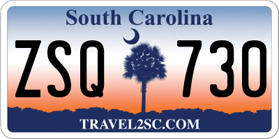 SC license plate ZSQ730