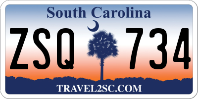 SC license plate ZSQ734