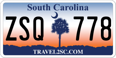 SC license plate ZSQ778